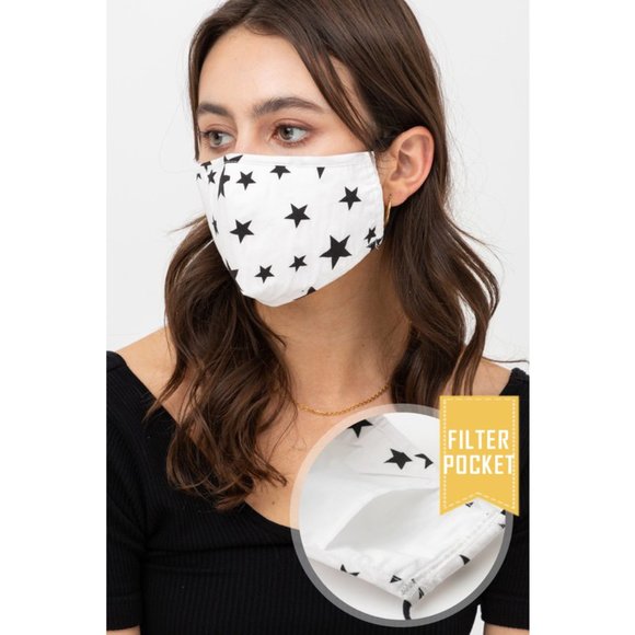 White Star Reusable 3Layer Filter Pocket Face Mask - Picture 3 of 8